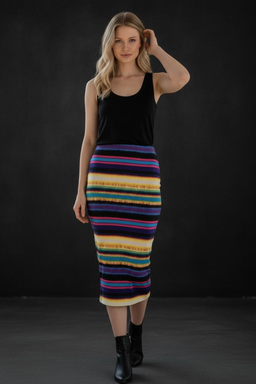 BISOU BISOU Michele Bohbot Knit Midi Tube Skirt - Size S